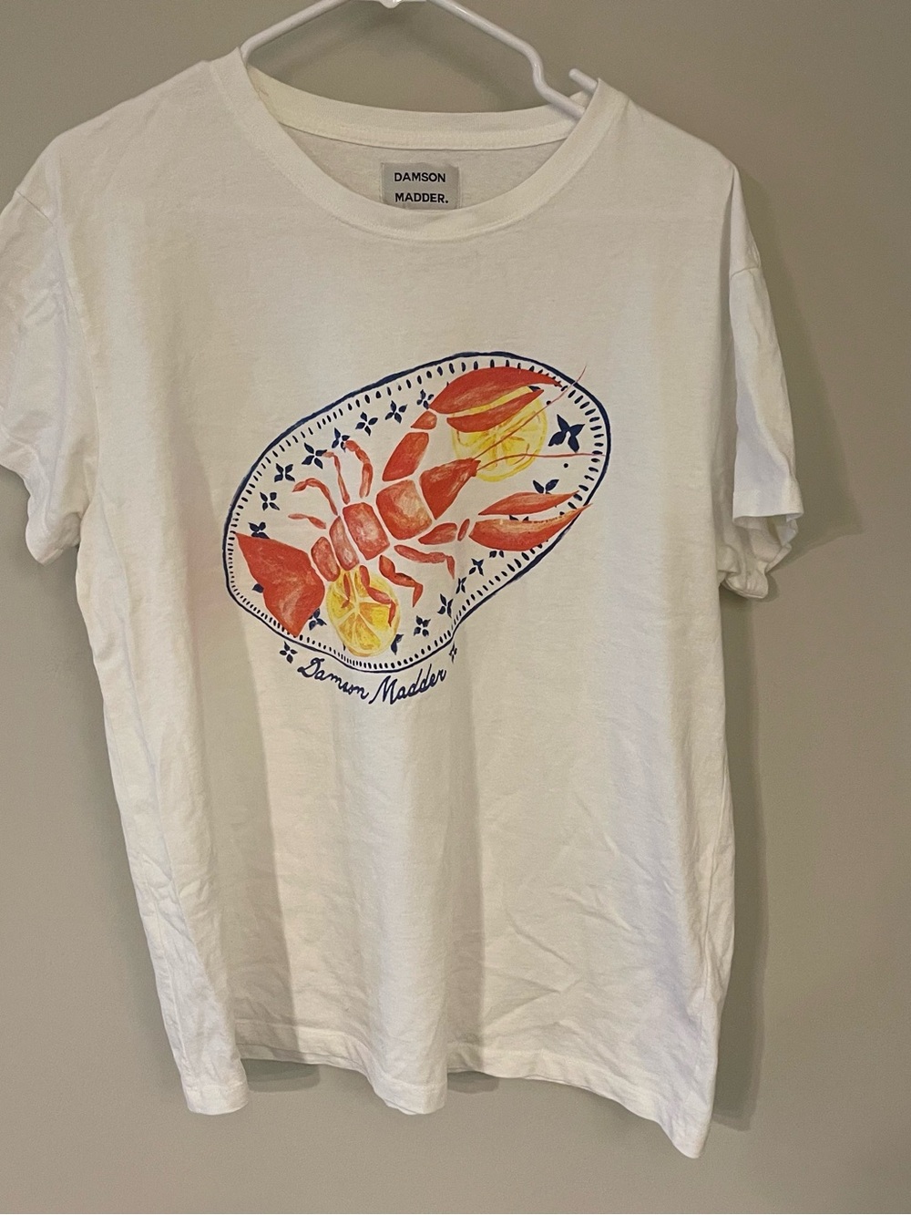 Damson Madder x Anthropologie | White Lobster Graphic T Shirt